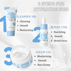 EONFAVE Milk Cleanser close-up shows refreshing cleansing for hydrated skin.