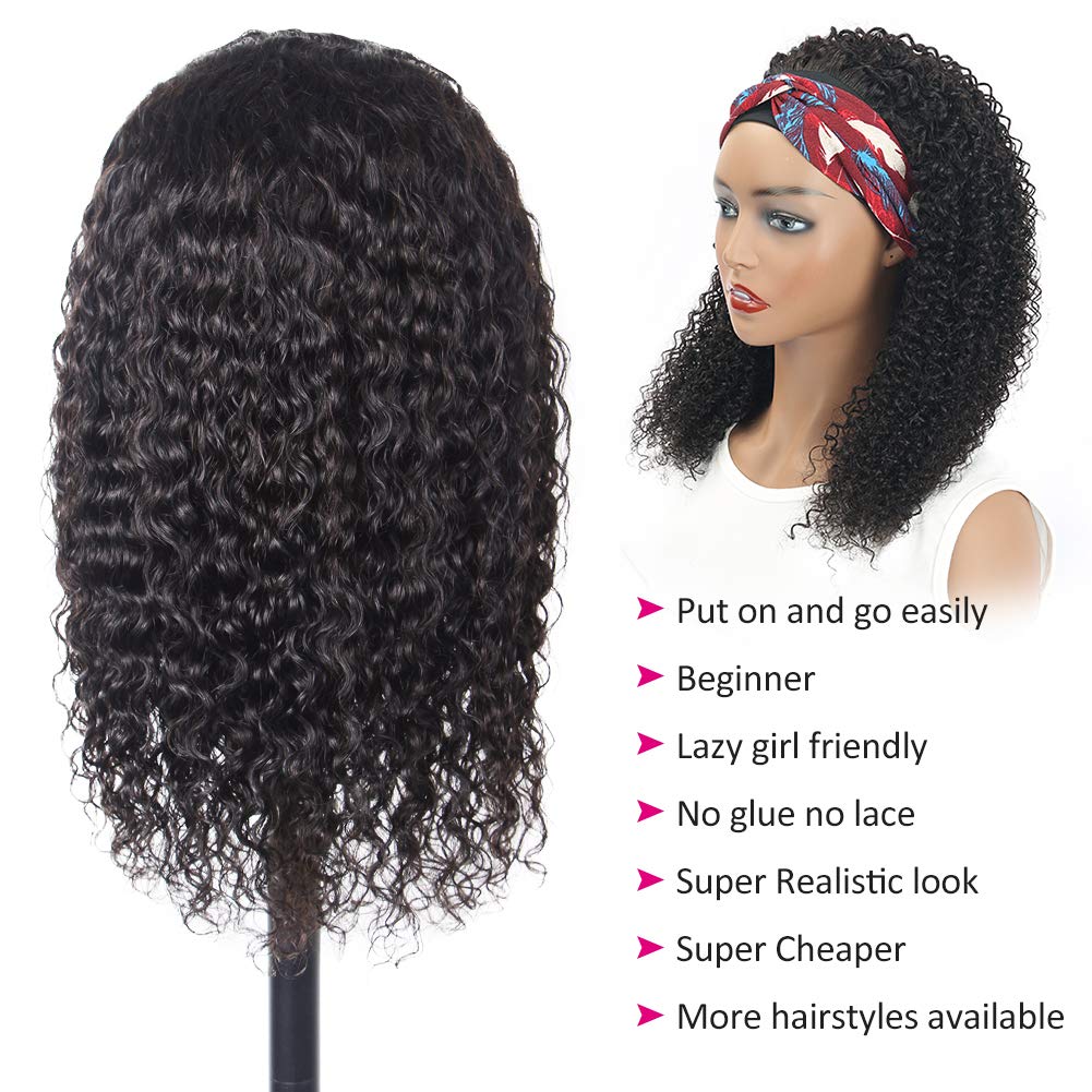 Eooma curly headband wig with 180-density for fuller looks