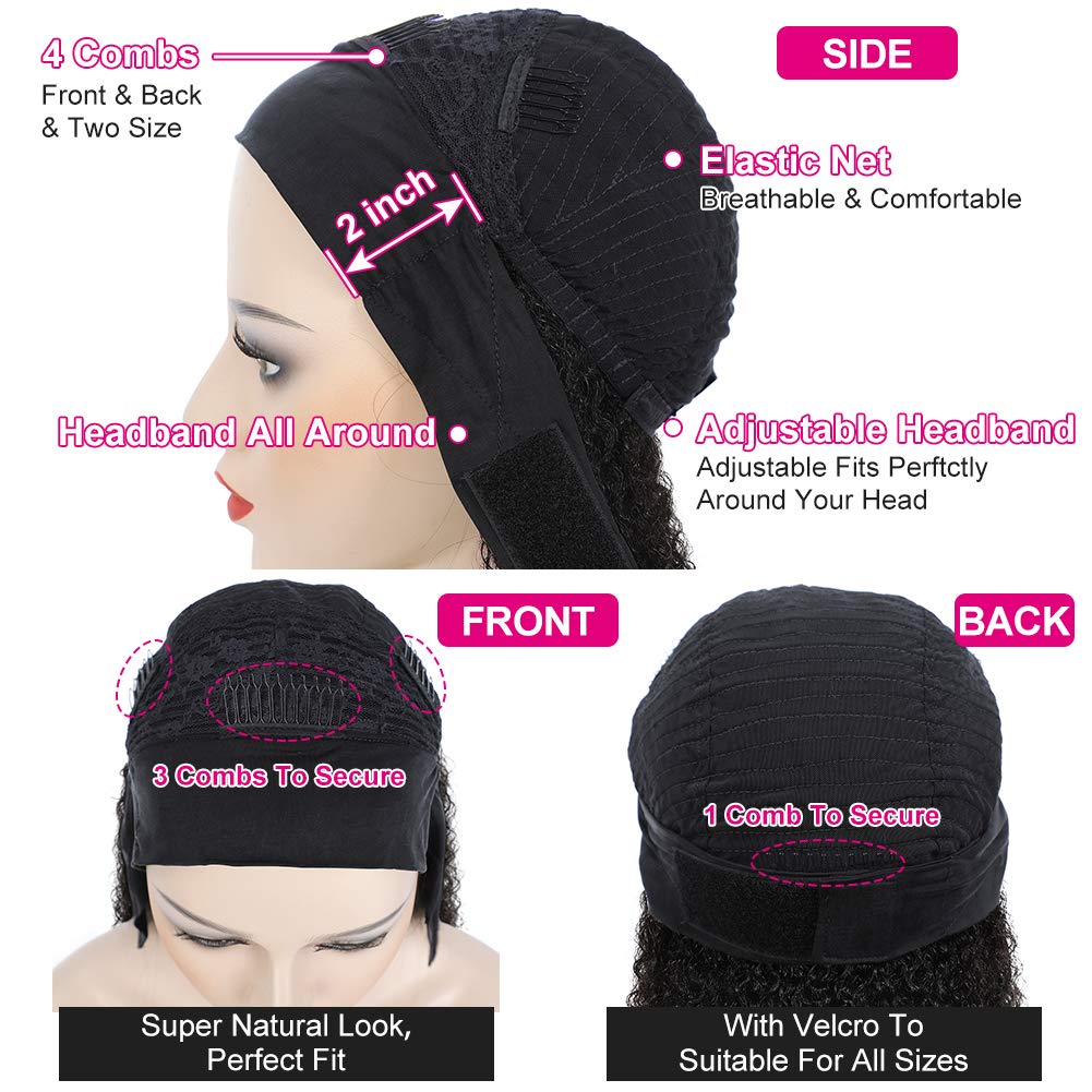 Eooma none-lace-front headband wig offers easy secure wear