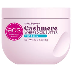 eos jar front view showing Fresh & Cozy label and inviting texture benefit: clear product identity