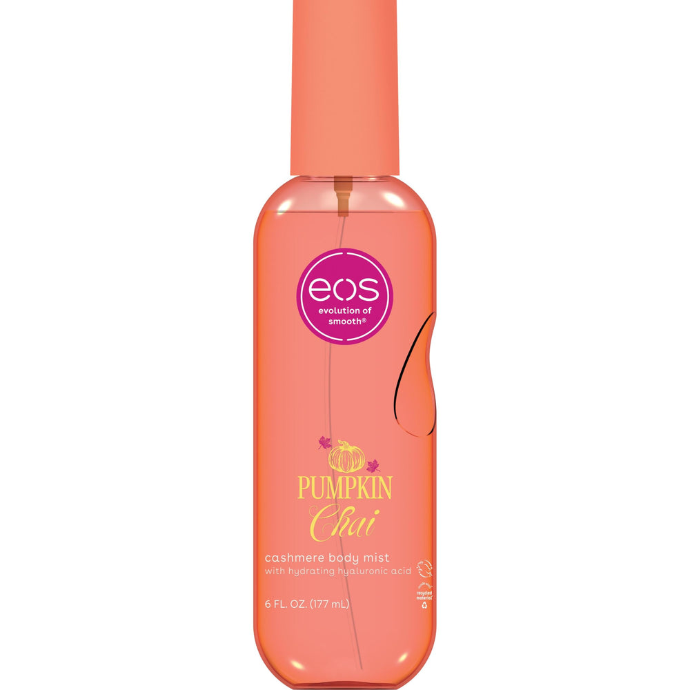 eos bottle front packaging showing seasonal pumpkin chai scent and size