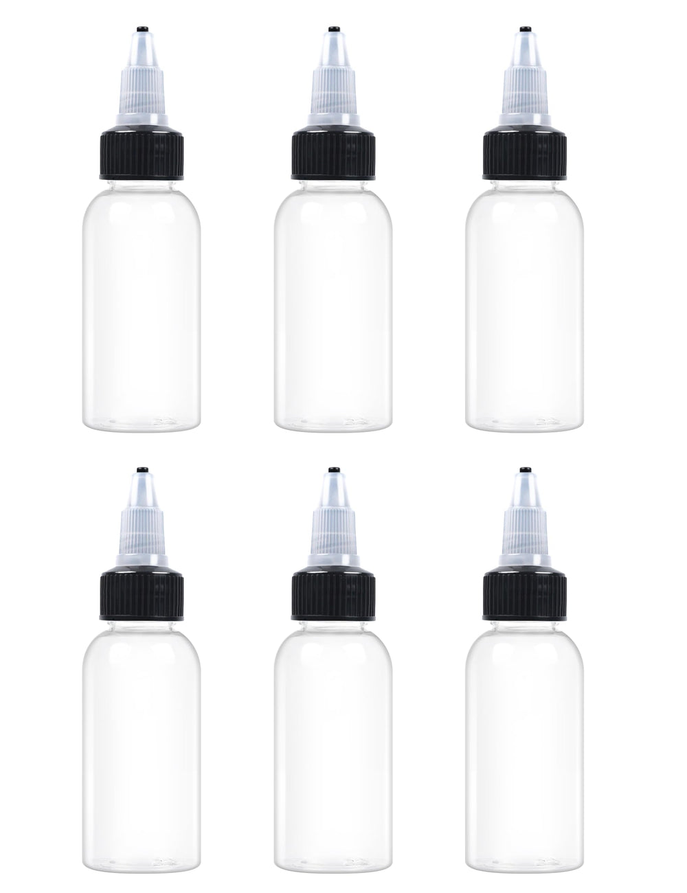 EOSAU 6pcs 1oz bottles front view for organized sauces and compact travel packing.