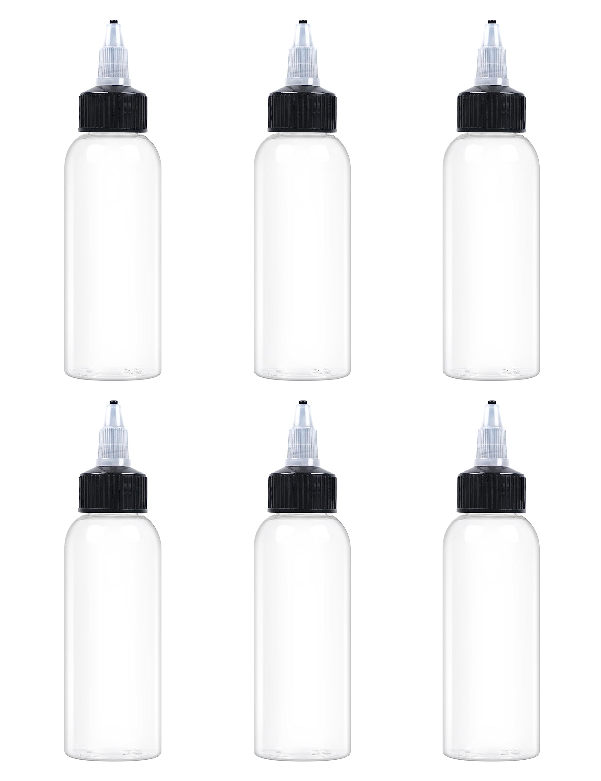 EOSAU 6pcs 60ml squeeze bottles with twist cap show clear contents for easy labeling