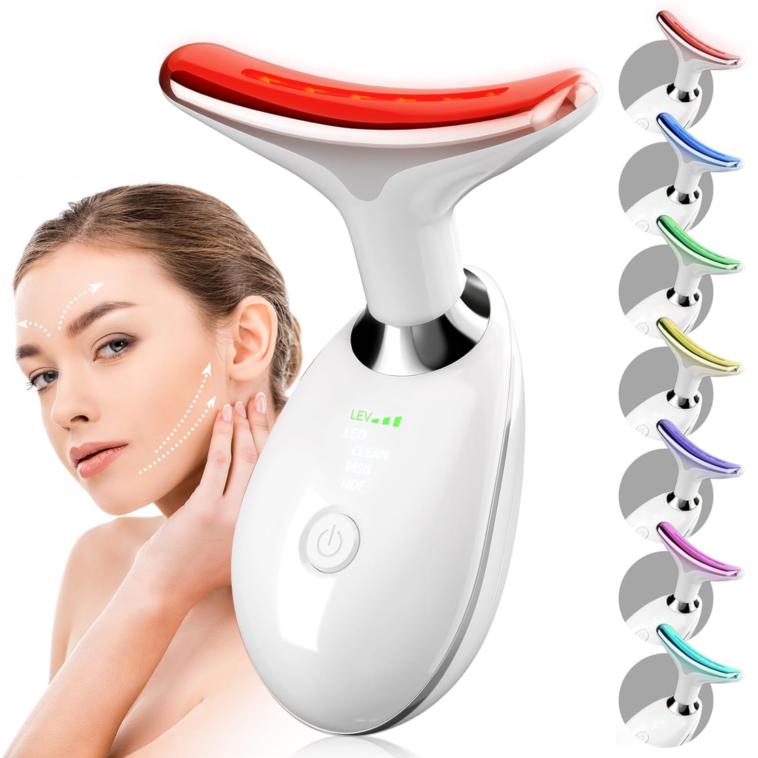 EOSVAP face and neck massager with LED therapy for glow and absorption.