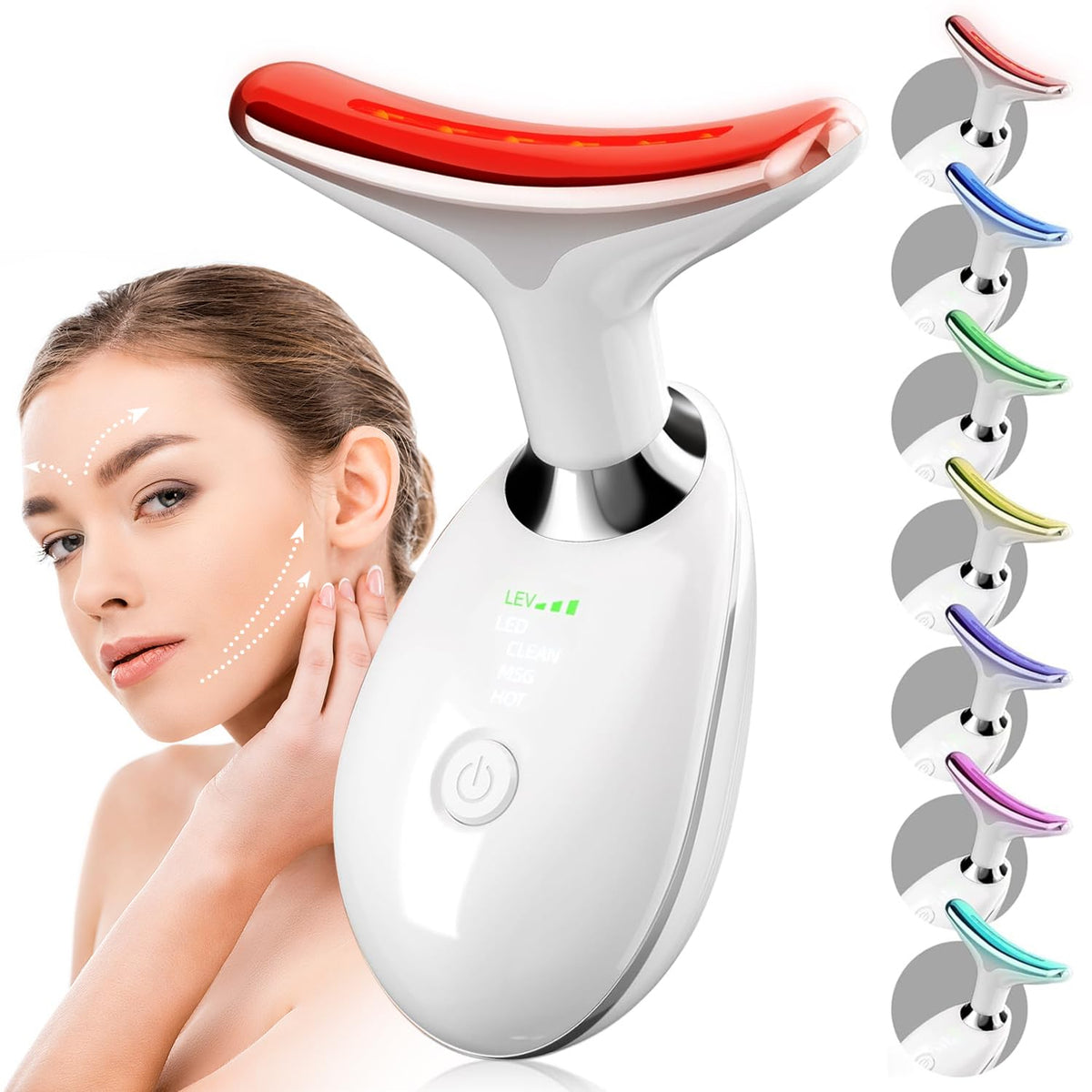 EOSVAP face and neck massager with LED therapy for glow and absorption.