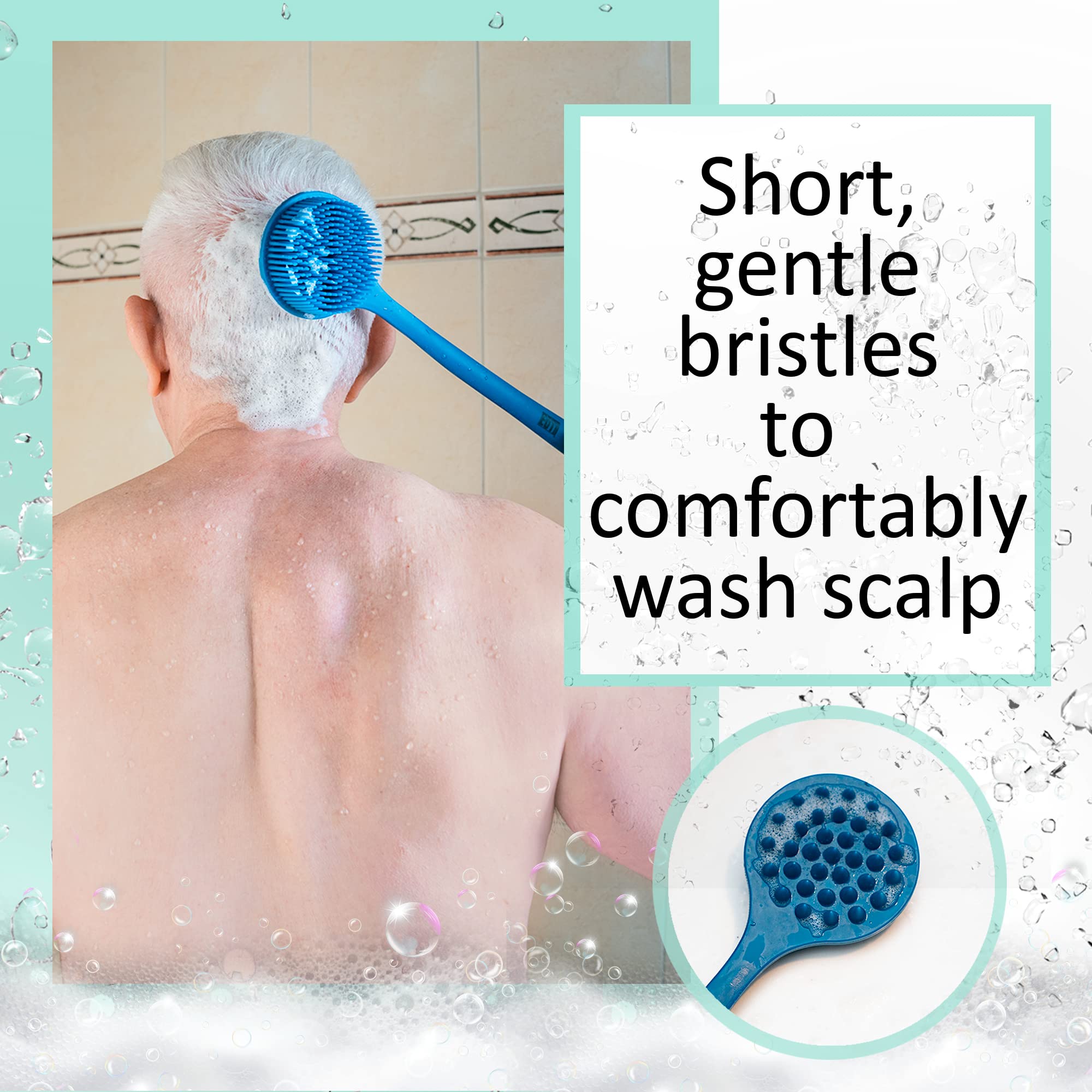 EOT Wellness scalp scrubber close-up highlighting massage and shampoo distribution