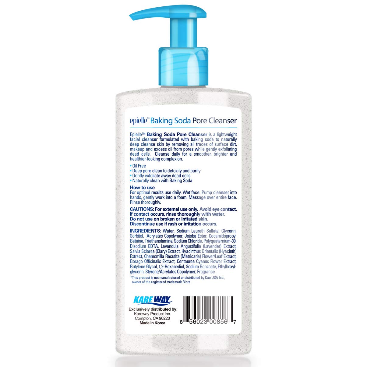 Epielle Baking Soda Pore Cleanser bottle closeup showing lightweight gel texture.