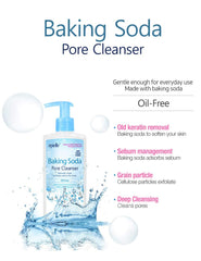 Epielle Baking Soda Pore Cleanser pore detail emphasizes thorough cleansing of pores.