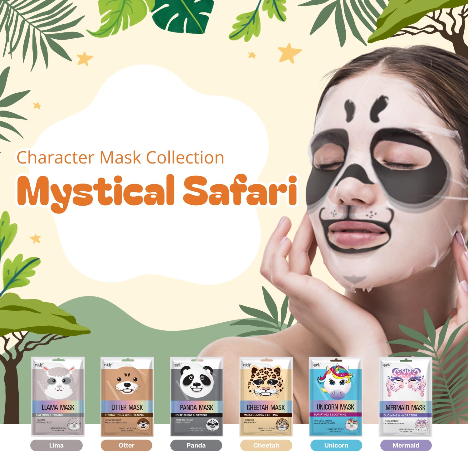 Epielle Mystical Safari mermaid mask — soothing hydration and fun design