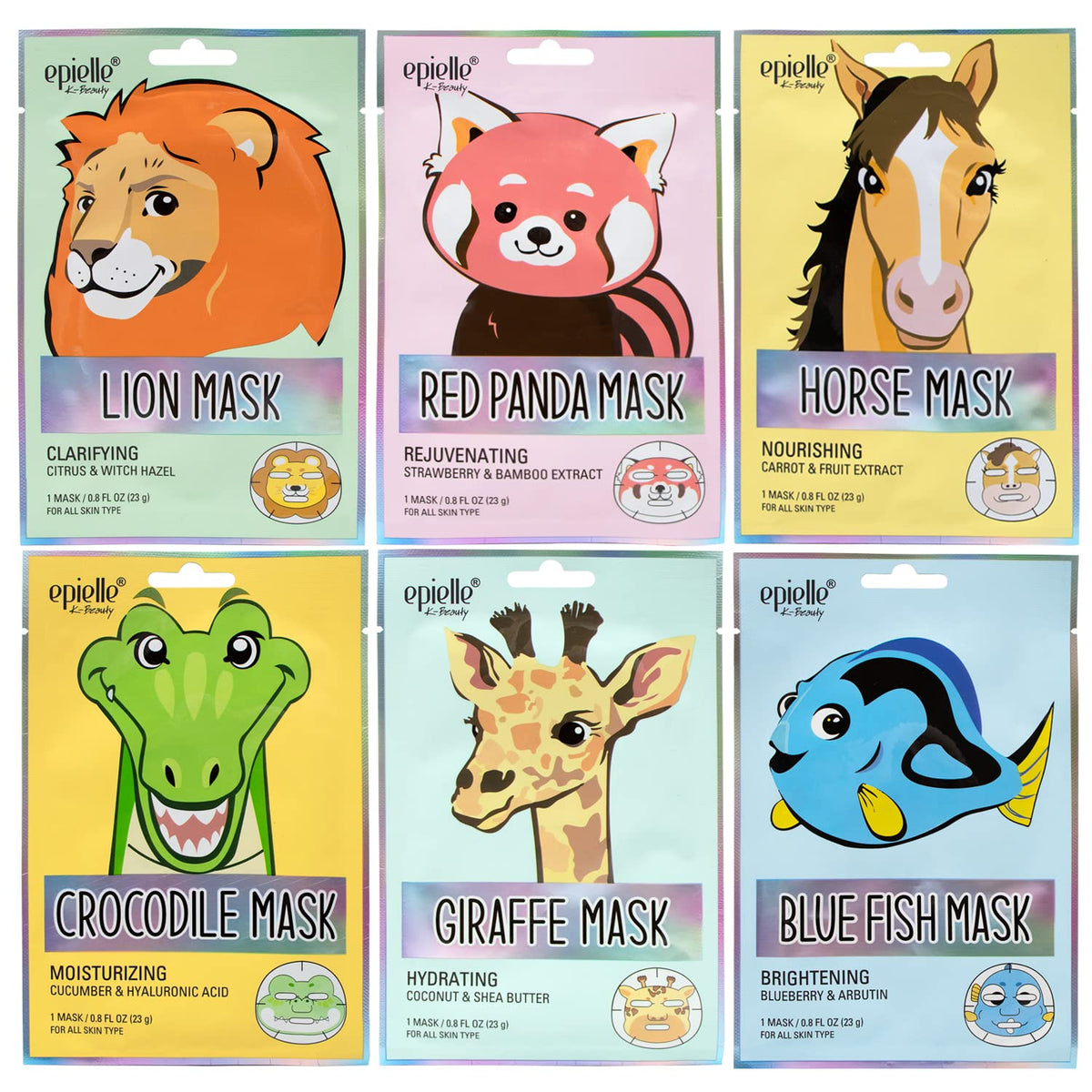 Epielle Character Mask Wild Kingdom pack close-up of playful animal design for a spa night.