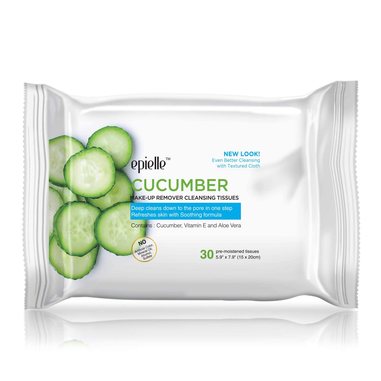 Epielle cucumber refreshing wipes pack showing cooling cleanse