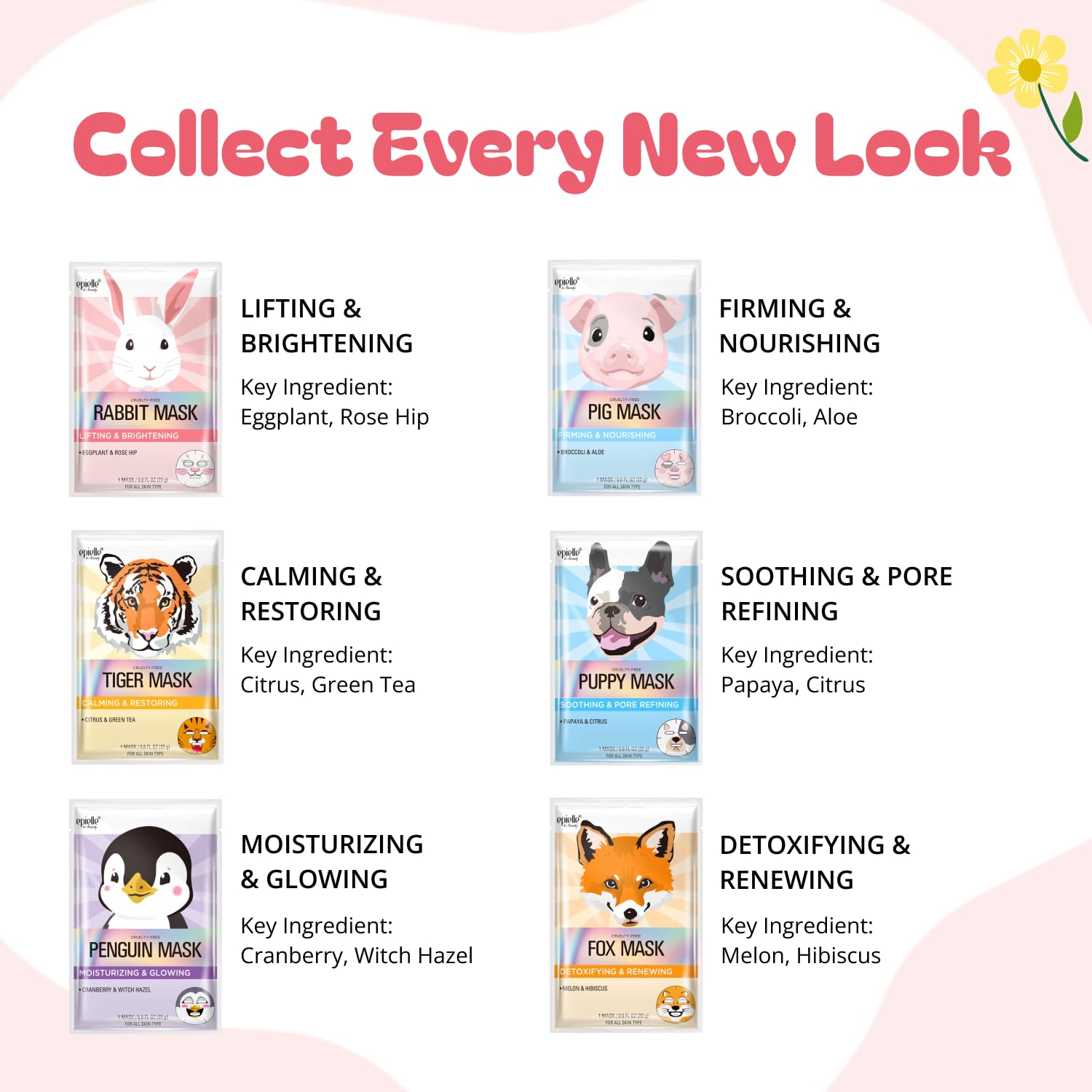 Epielle fuzzy friends puppy mask delivers moisture for cozy skincare
