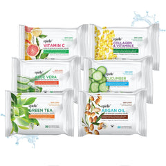 Epielle Gentle Skin Cleansing Wipes pack front six pack for travel cleansing