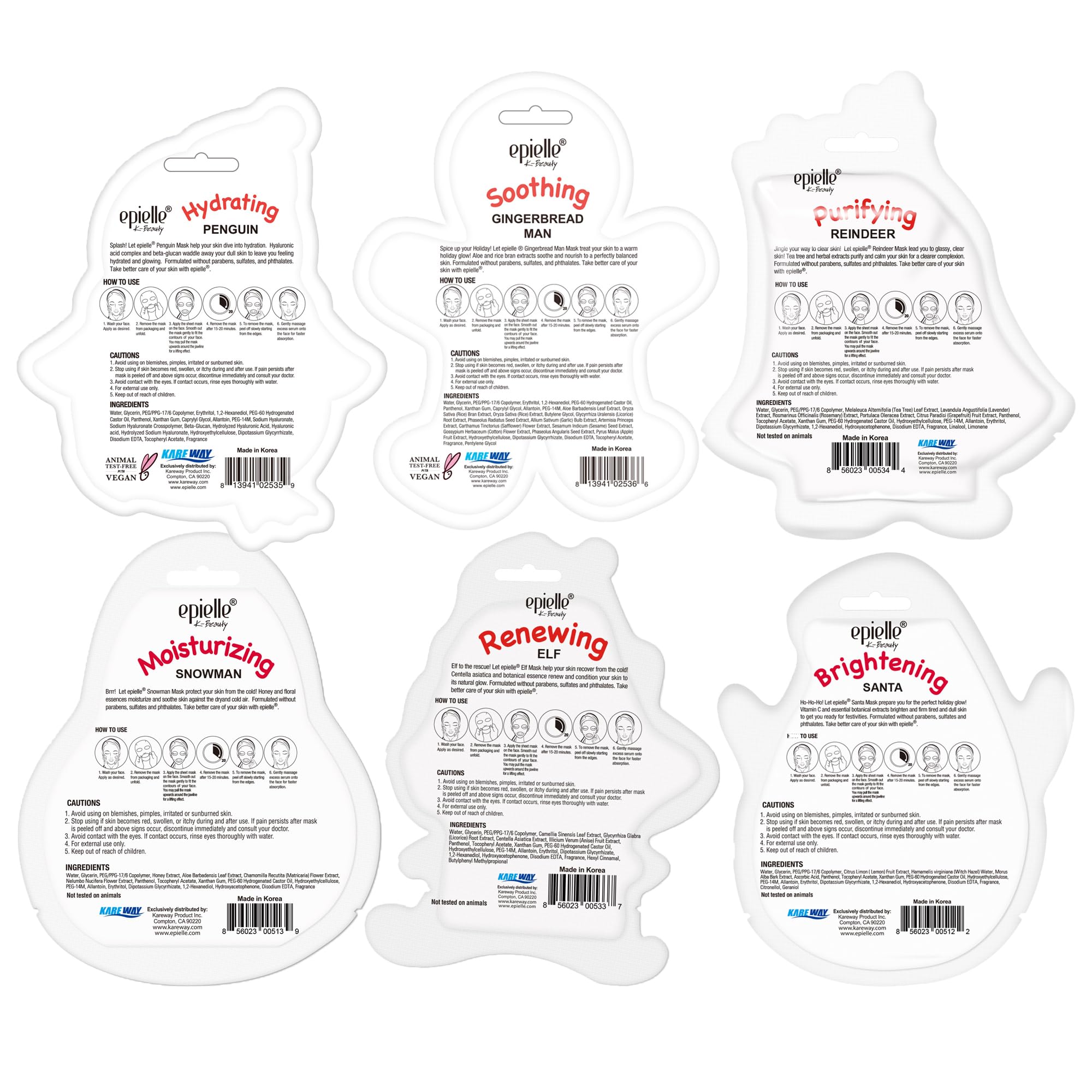 Epielle holiday masks used as spa party favors for friends.