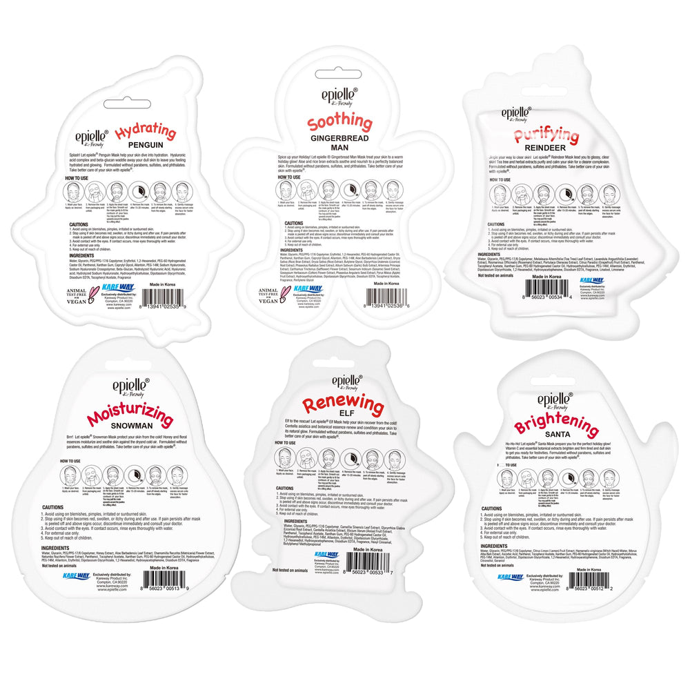 Epielle holiday masks used as spa party favors for friends.