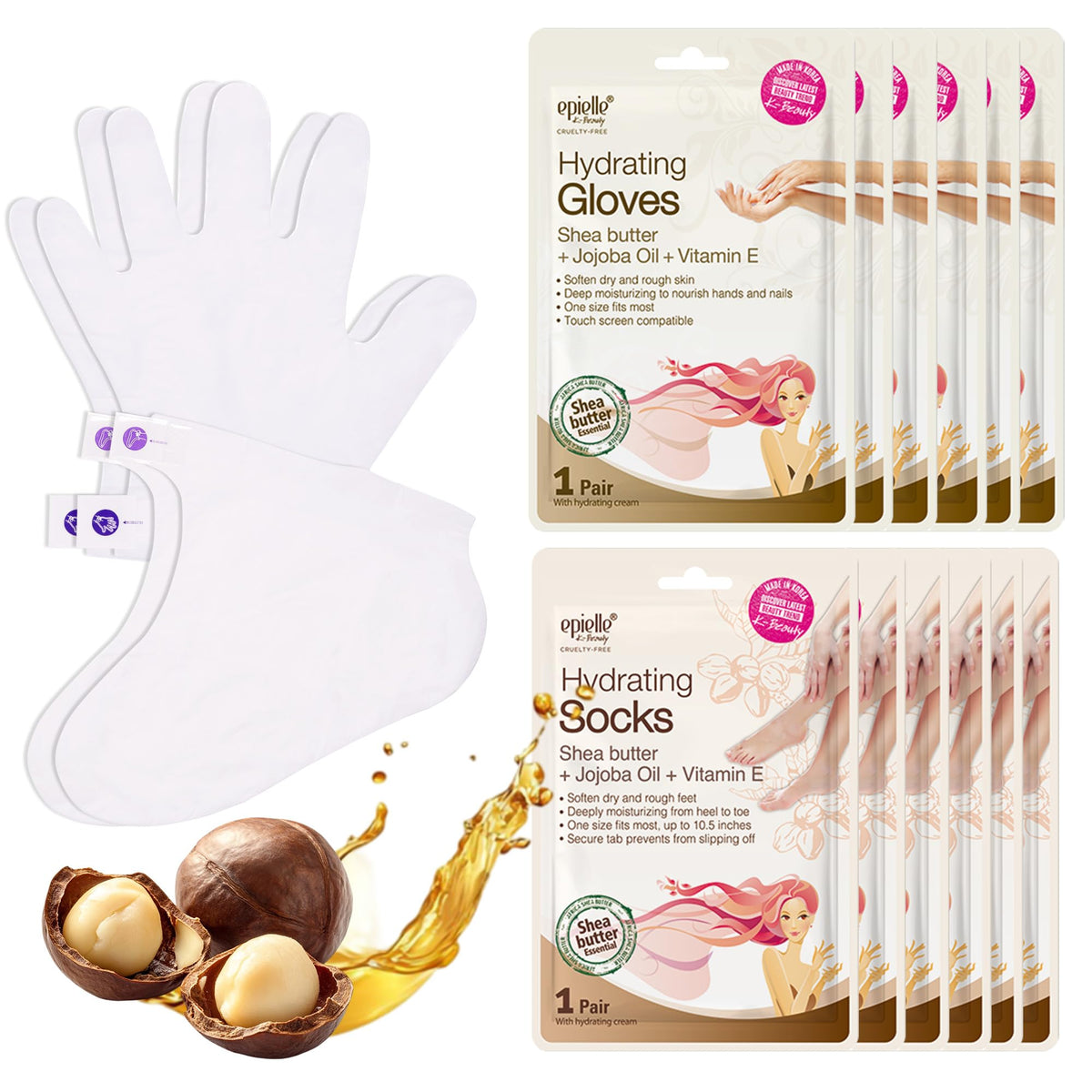 Epielle hydrating foot sock pack ready for pampering, boosts moisture for soft, comfortable feet.
