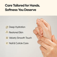 Epielle Hand Mask application on hands showing comfortable wear and softening benefits.