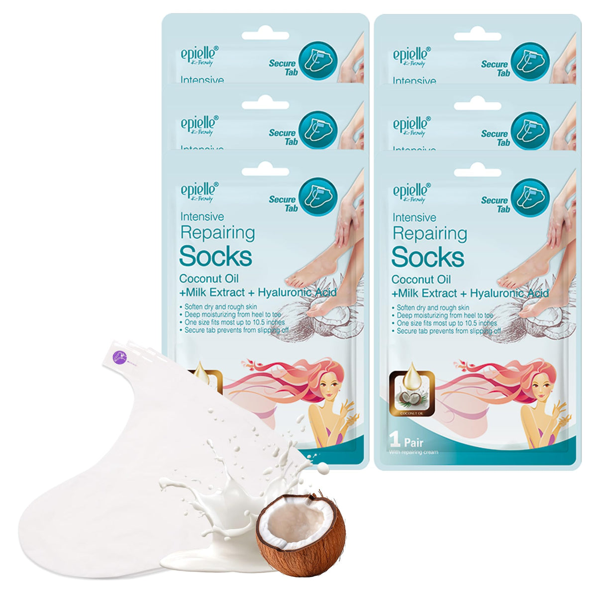 Epielle foot mask box front view for at-home spa hydration