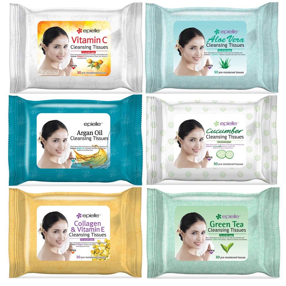 Epielle Makeup Remover Wipes pack of six, ideal for quick cleansing and makeup removal.
