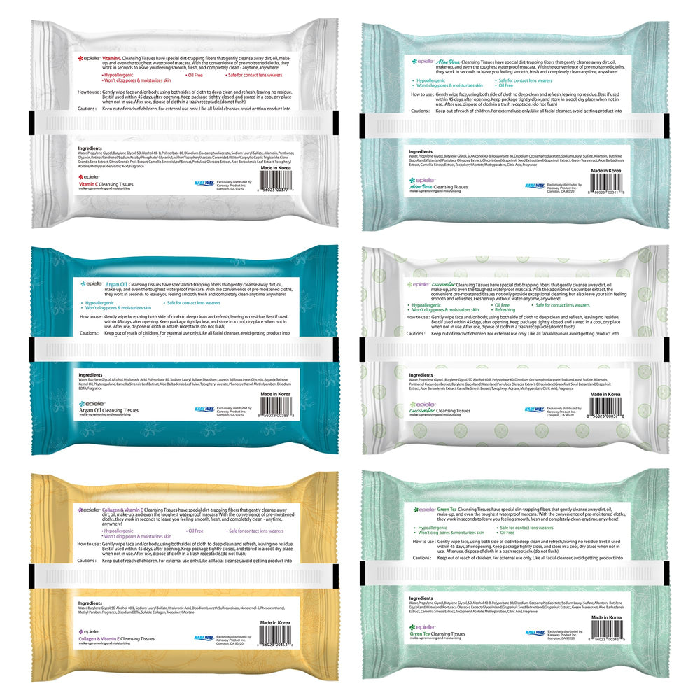 Epielle Makeup Remover Wipes texture close-up, oil-free feel for daily refreshing cleanse.