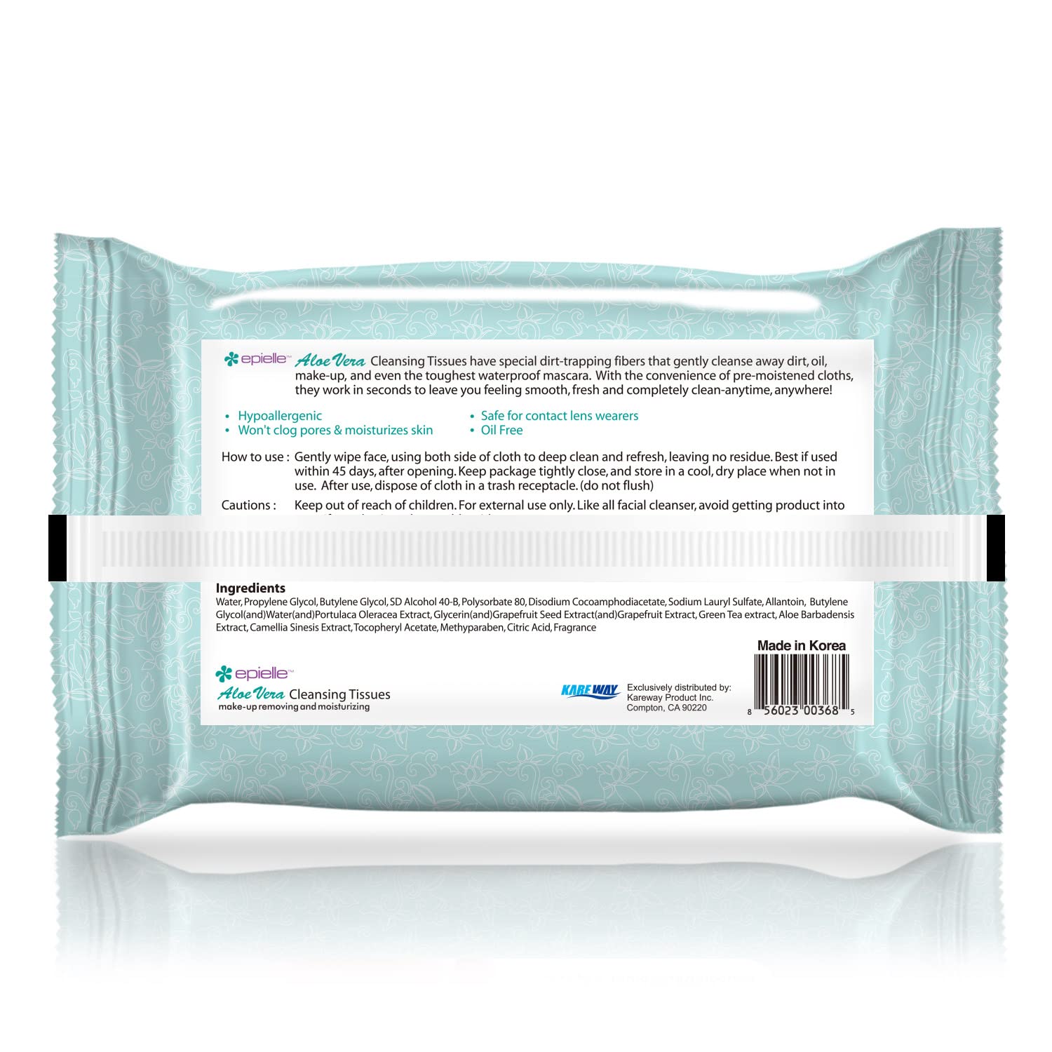 Epielle makeup remover wipes travel pack emphasizing convenient use on the go