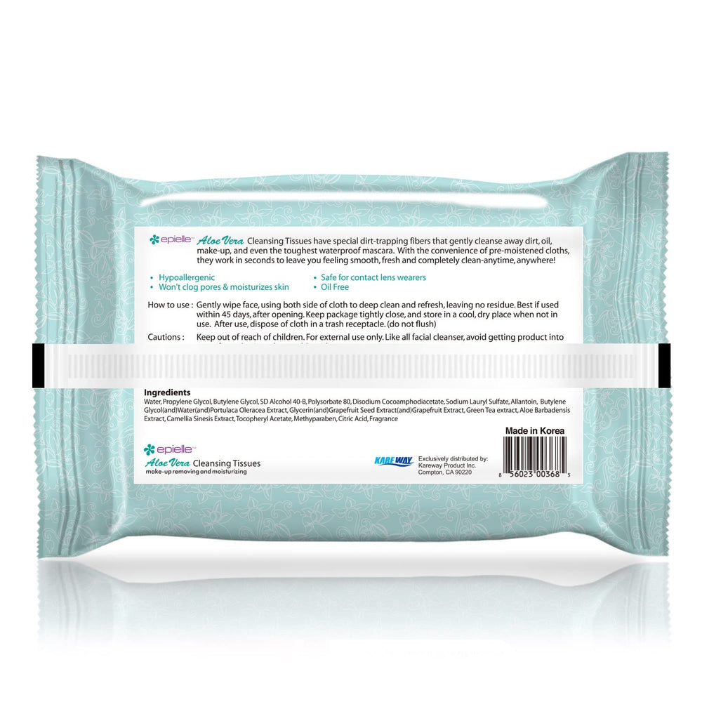 Epielle makeup remover wipes travel pack emphasizing convenient use on the go