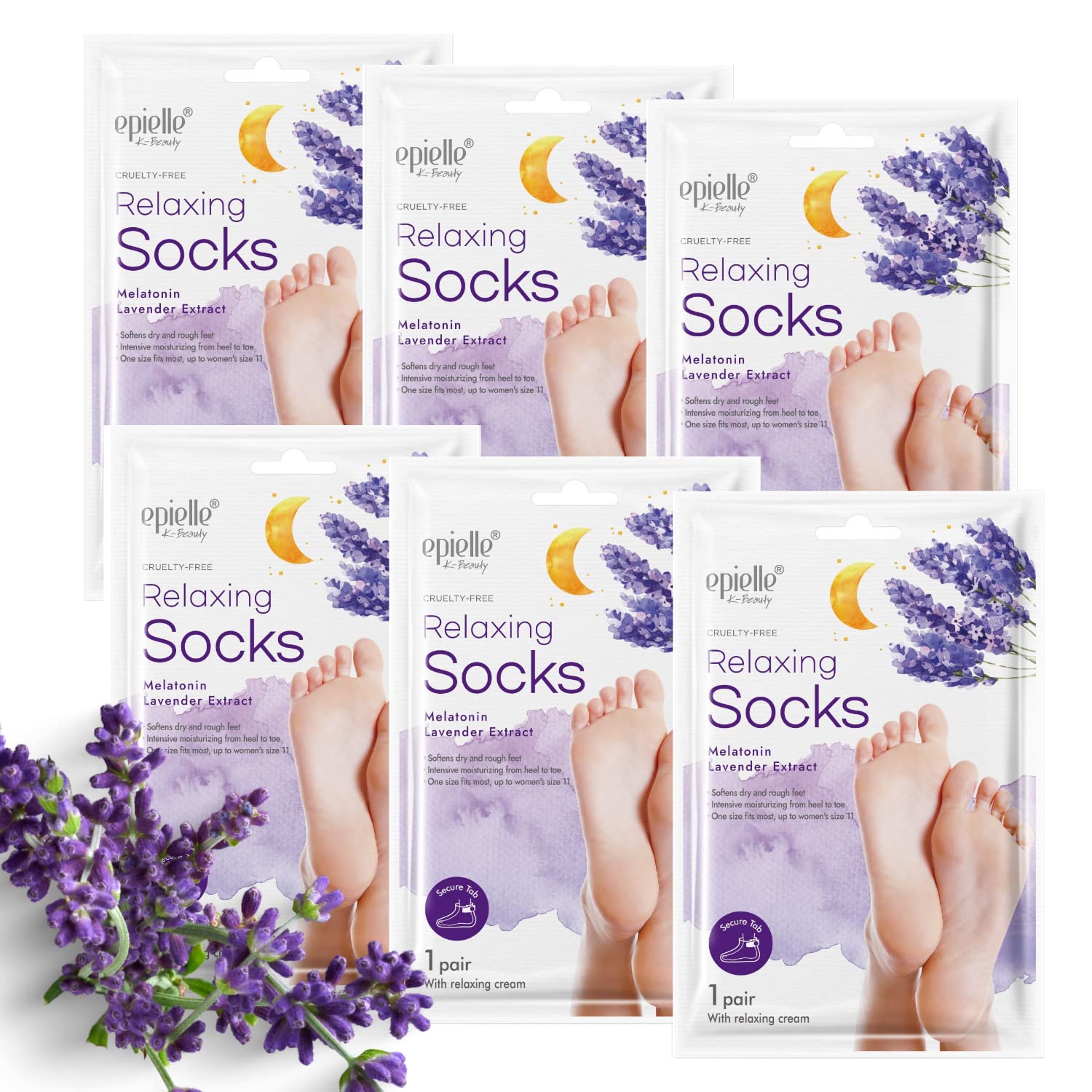 Epielle Relaxing Foot Mask packaging for spa-ready at-home care