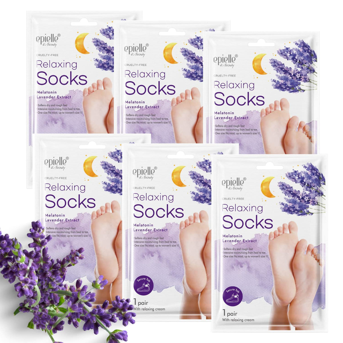 Epielle Relaxing Foot Mask packaging for spa-ready at-home care