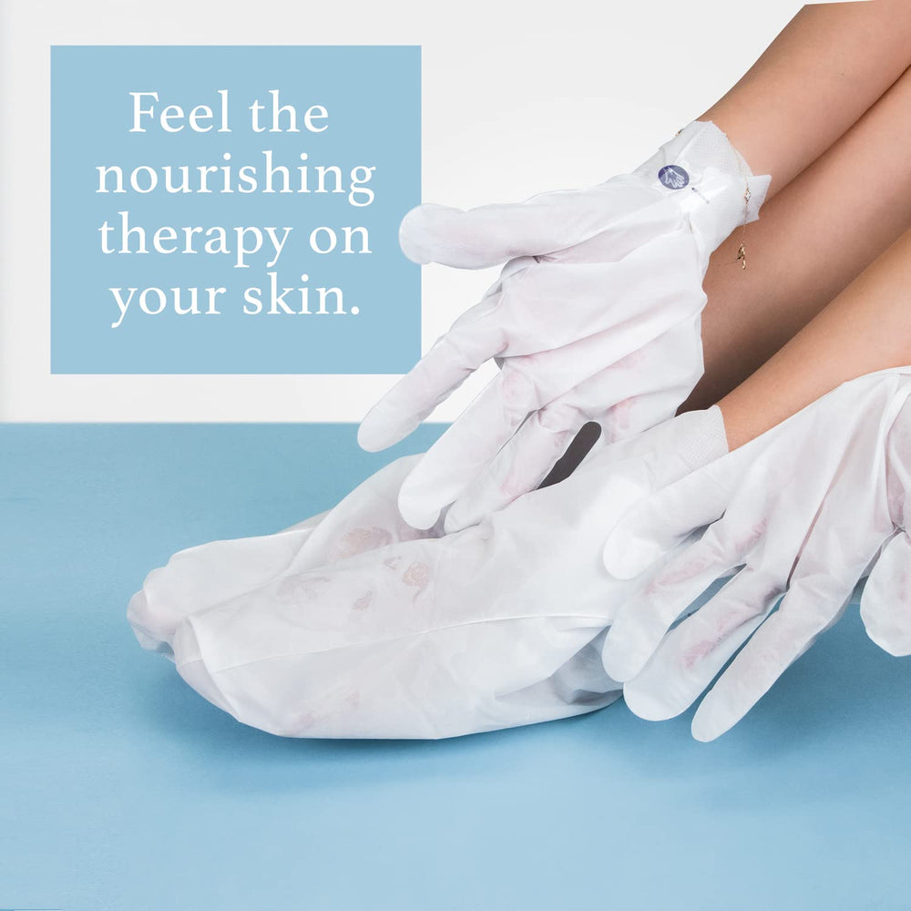 Epielle socks on feet image demonstrates convenient overnight moisture boost