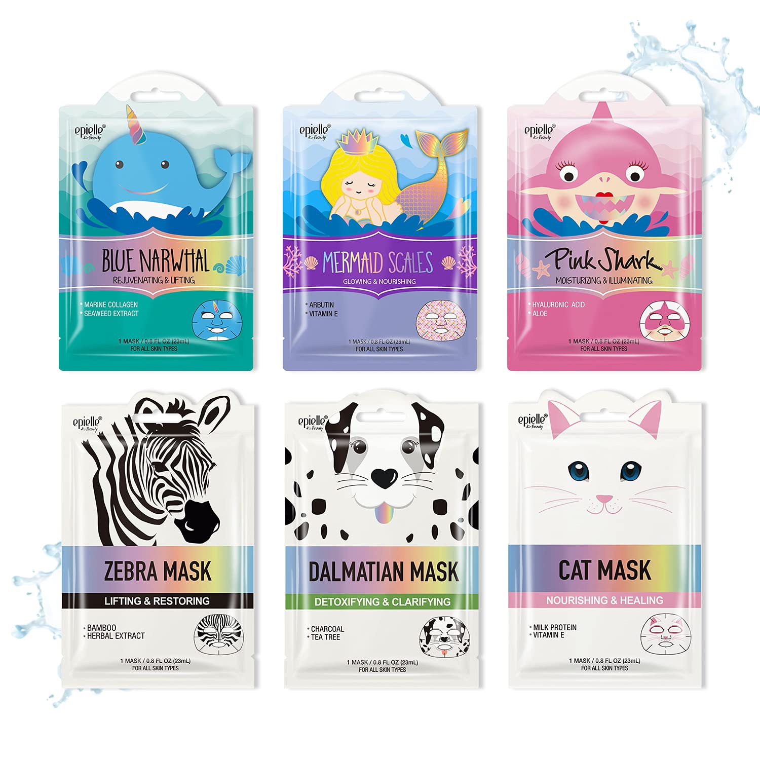 Epielle Wave Blue Narwhal Mask lifts and hydrates for a smoother complexion