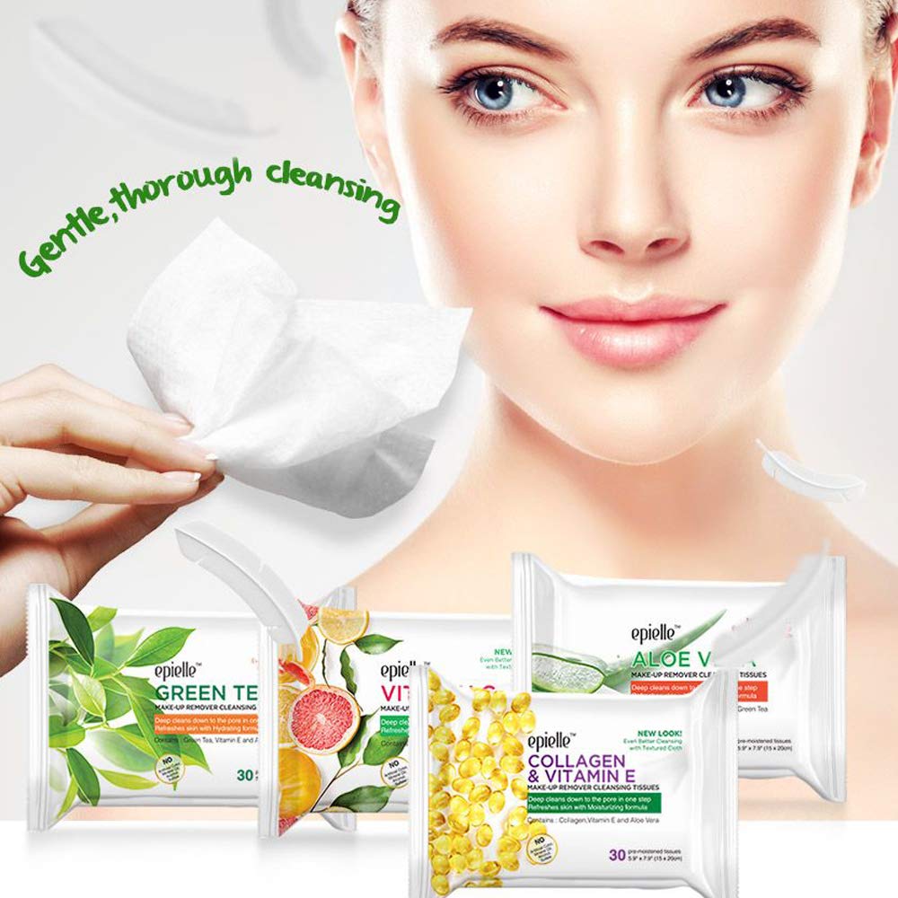 Epielle wipes pack includes 30-count units for home and travel.