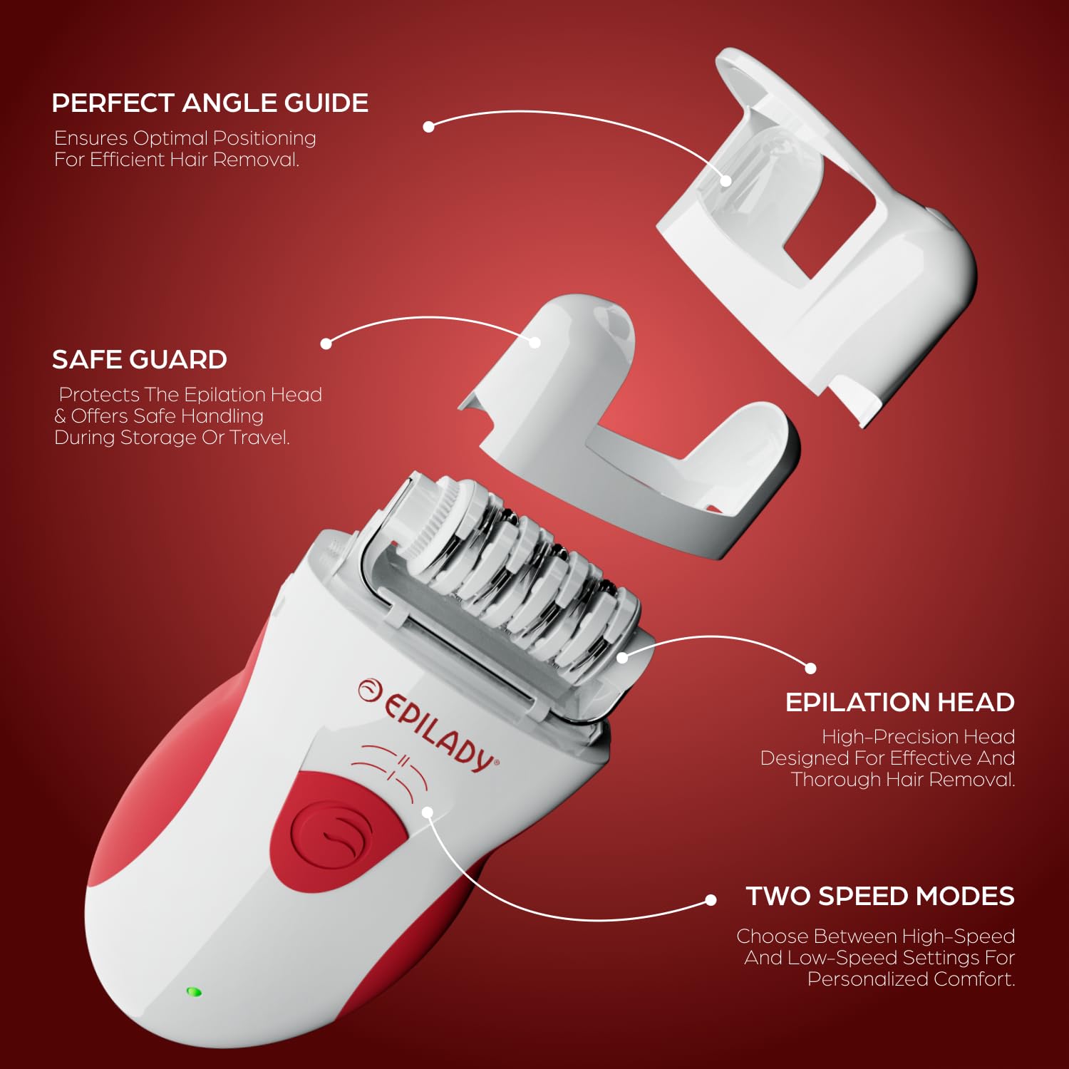 Epilady Legend 4 features 20 tweezers for thorough hair removal.