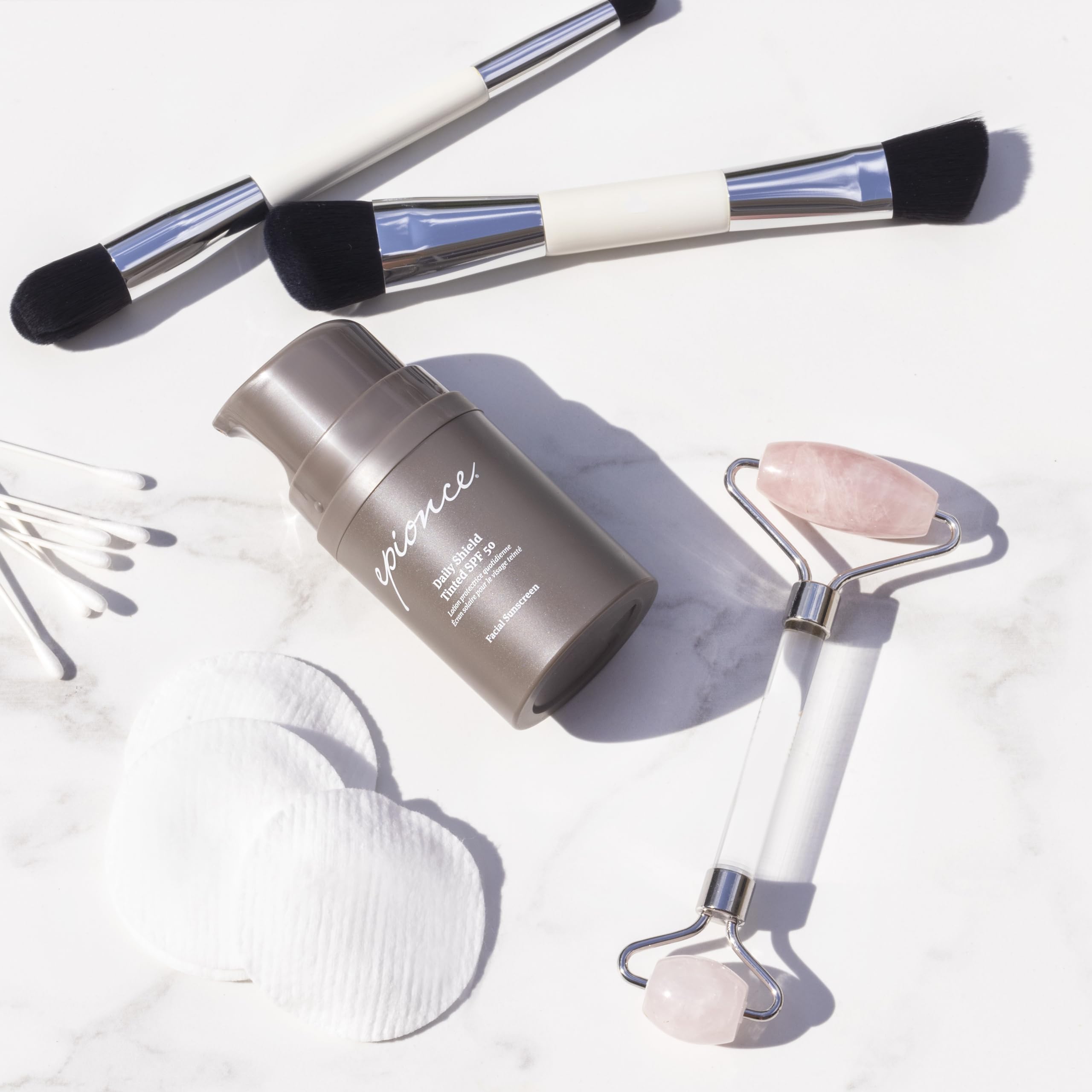 Epionce Daily Shield Tinted SPF 50 perfect for on-the-go sun protection.