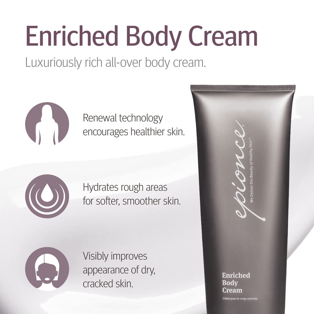 Epionce Enriched Body Cream on hand highlighting intensive moisture for hands.