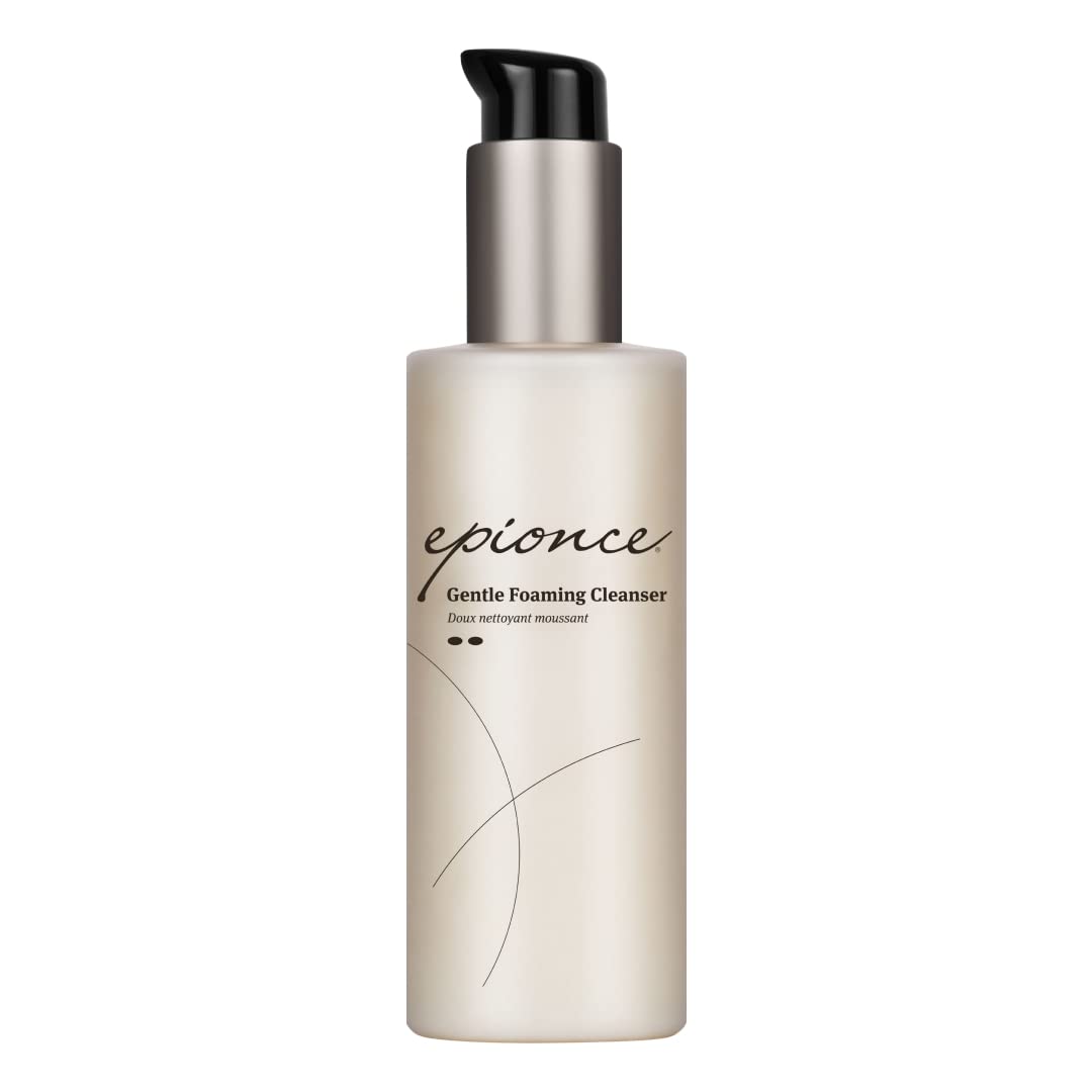 Epionce Gentle Foaming Cleanser bottle close-up for gentle daily cleansing.