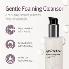 Epionce Gentle Foaming Cleanser with makeup-remover action on makeup removal scene.