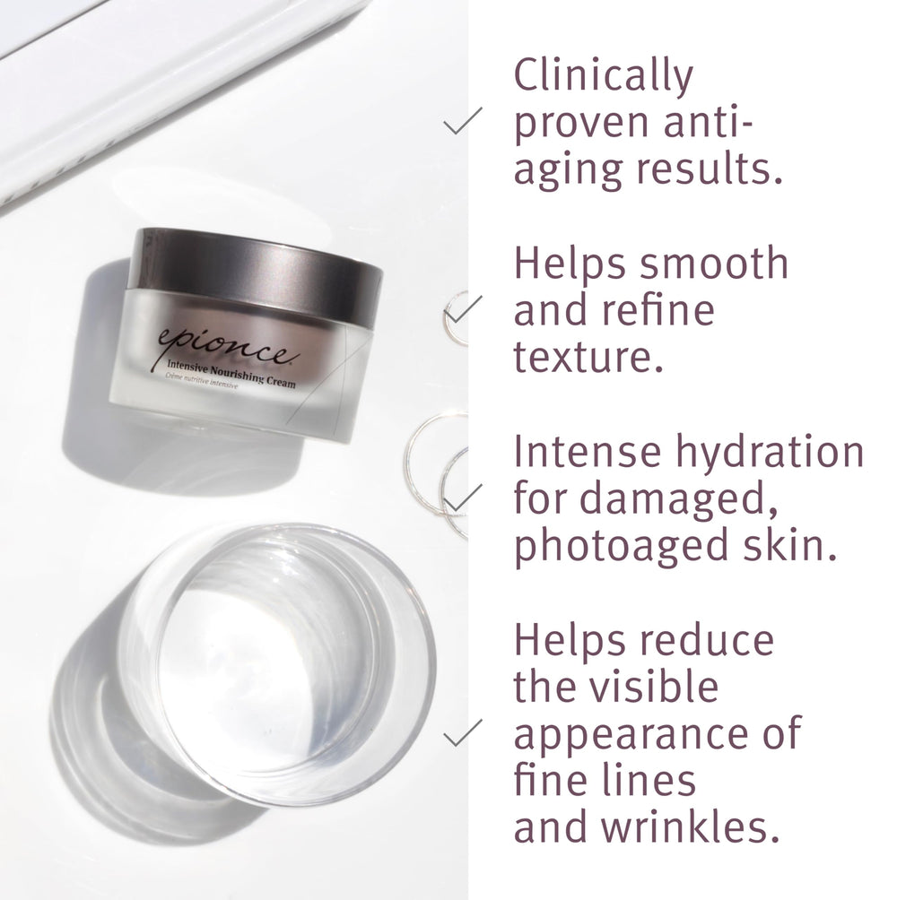 Epionce Intensive Nourishing Cream on neck and décolletage supports smoother, more even texture.