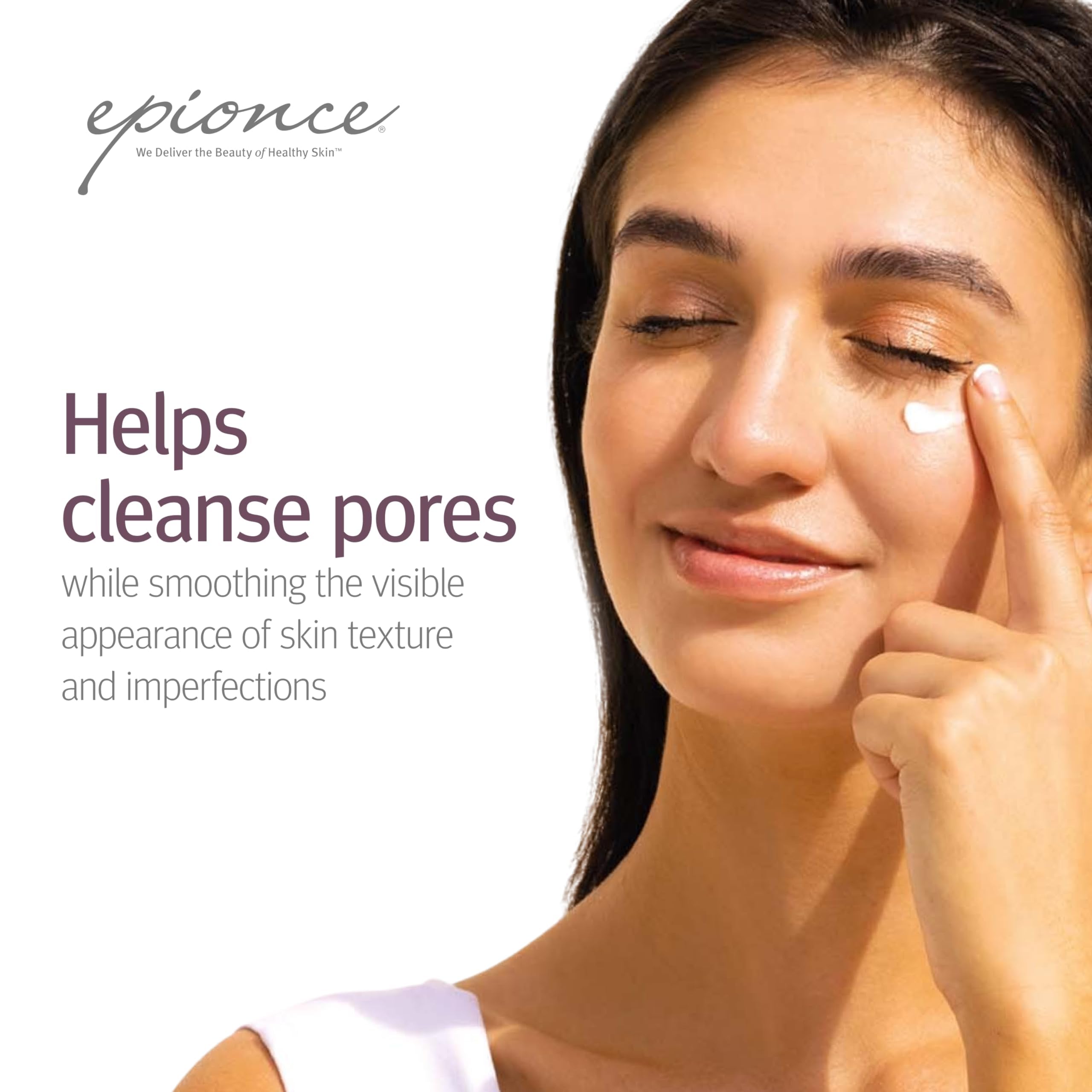 Epionce Lite Lytic Tx on textured skin, smoothing appearance.