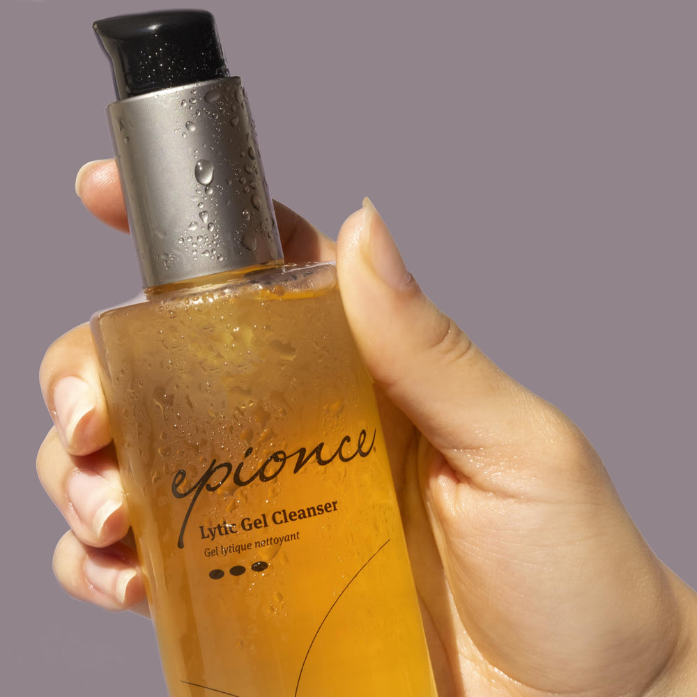 Epionce Lytic Gel Cleanser foaming-lather demonstrates a gentle cleanse for refreshed, clear skin