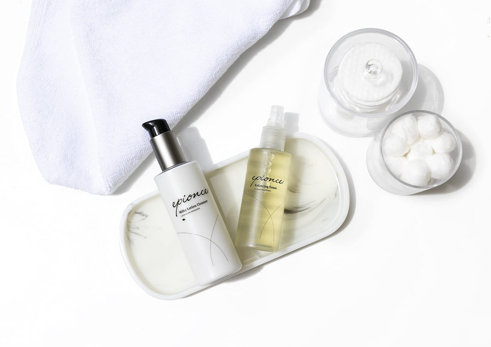 Epionce Milky Lotion Cleanser packaging label highlights physician-strength heritage