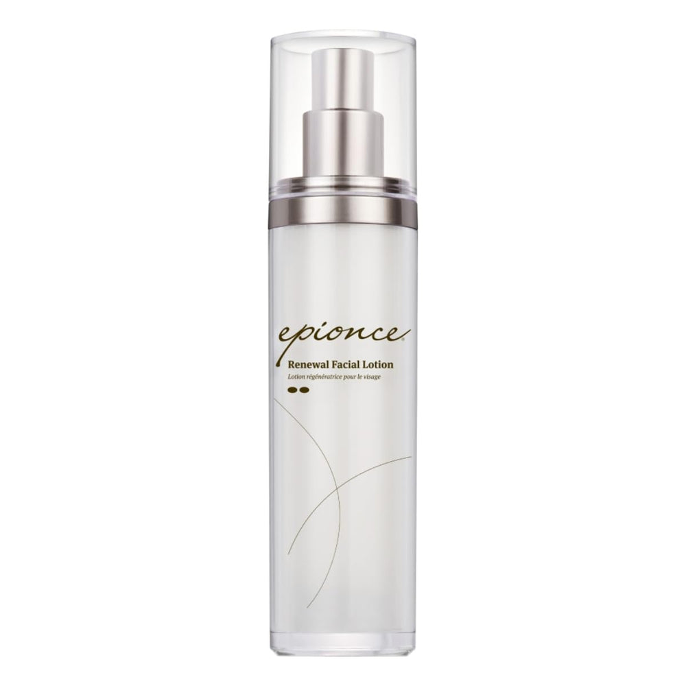 Epionce Renewal Facial Lotion bottle shows lightweight hydration for normal to combination skin