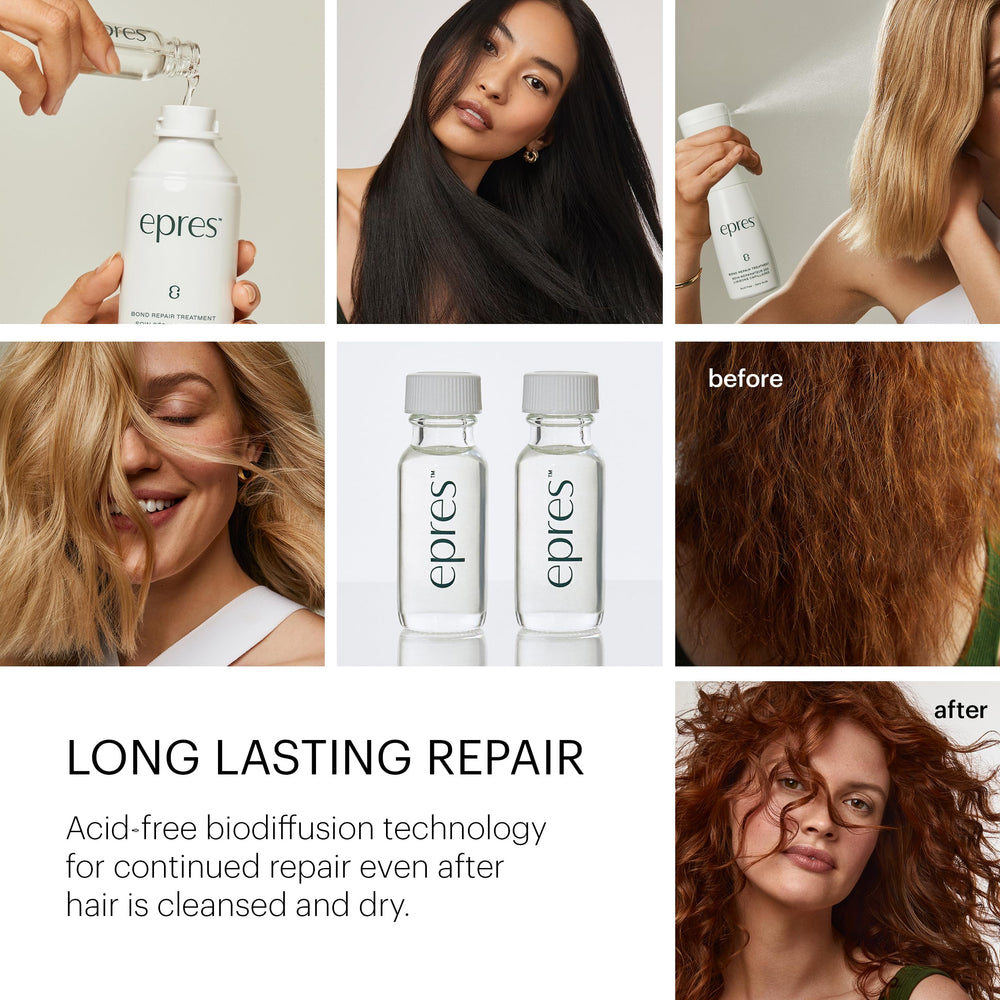 Epres Bond Repair Treatment being sprayed for fast frizz-free results.