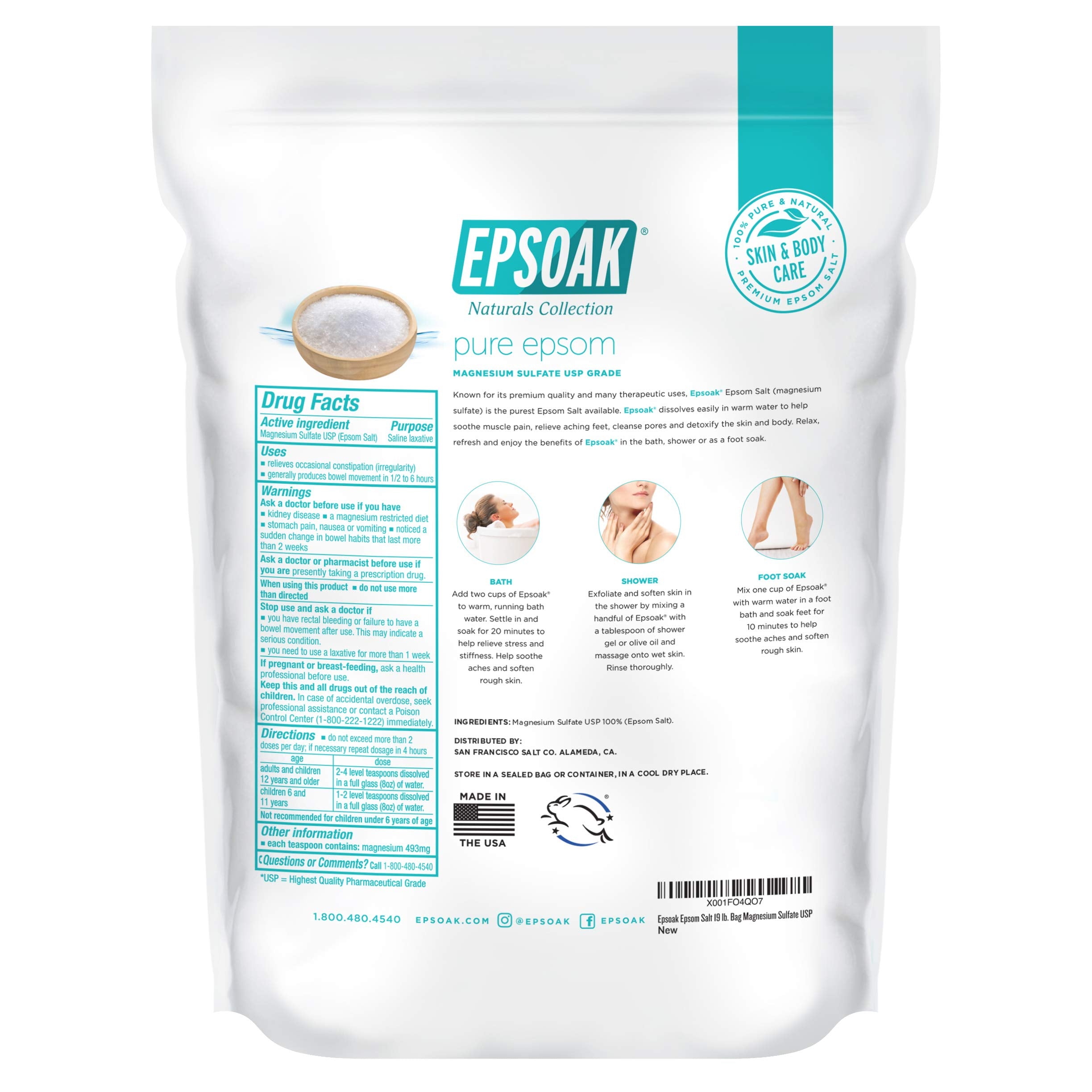 Epsoak cruelty-free certified seal on bag