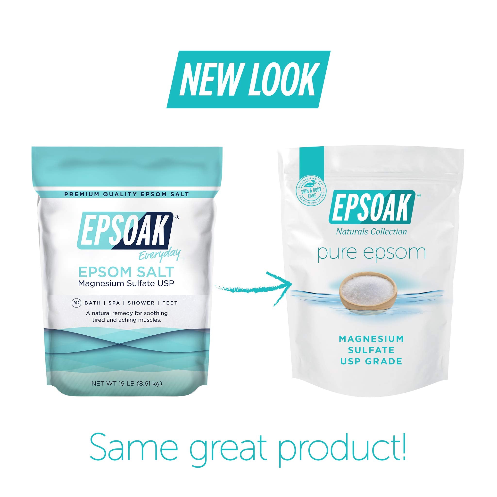 Epsoak epsom salt quick-dissolve grains enable fast bath preparation