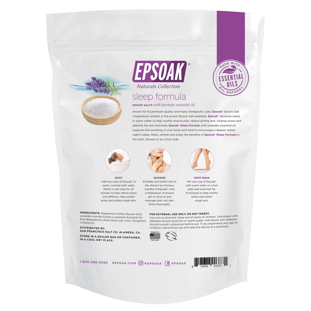 Epsoak lavender oil ingredient close-up highlighting calming aroma.