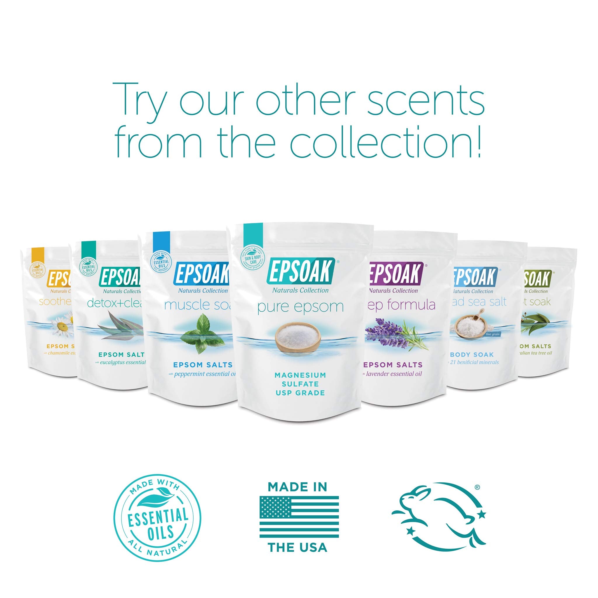 Epsoak label close-up highlights USA-made and cruelty-free certification.