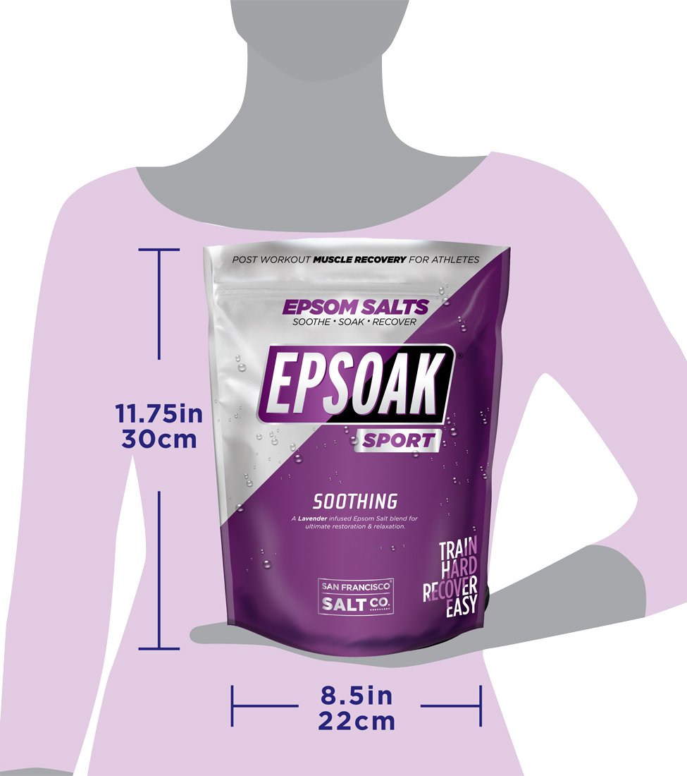 Epsoak Sport crystal close-up illustrating fast-dissolve action in water.