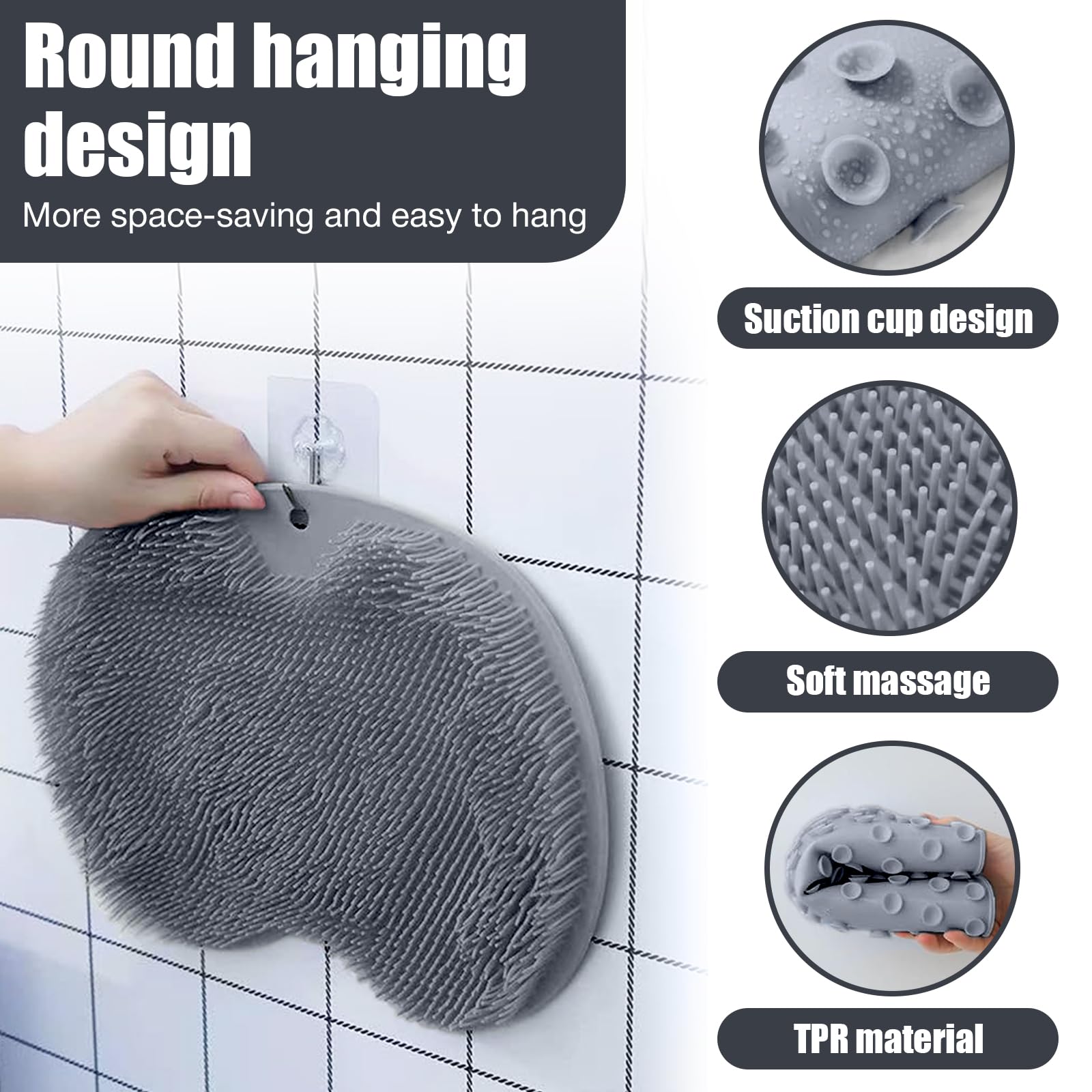 Eptchn CleanFootFlex anti-slip suction cups hold mat securely