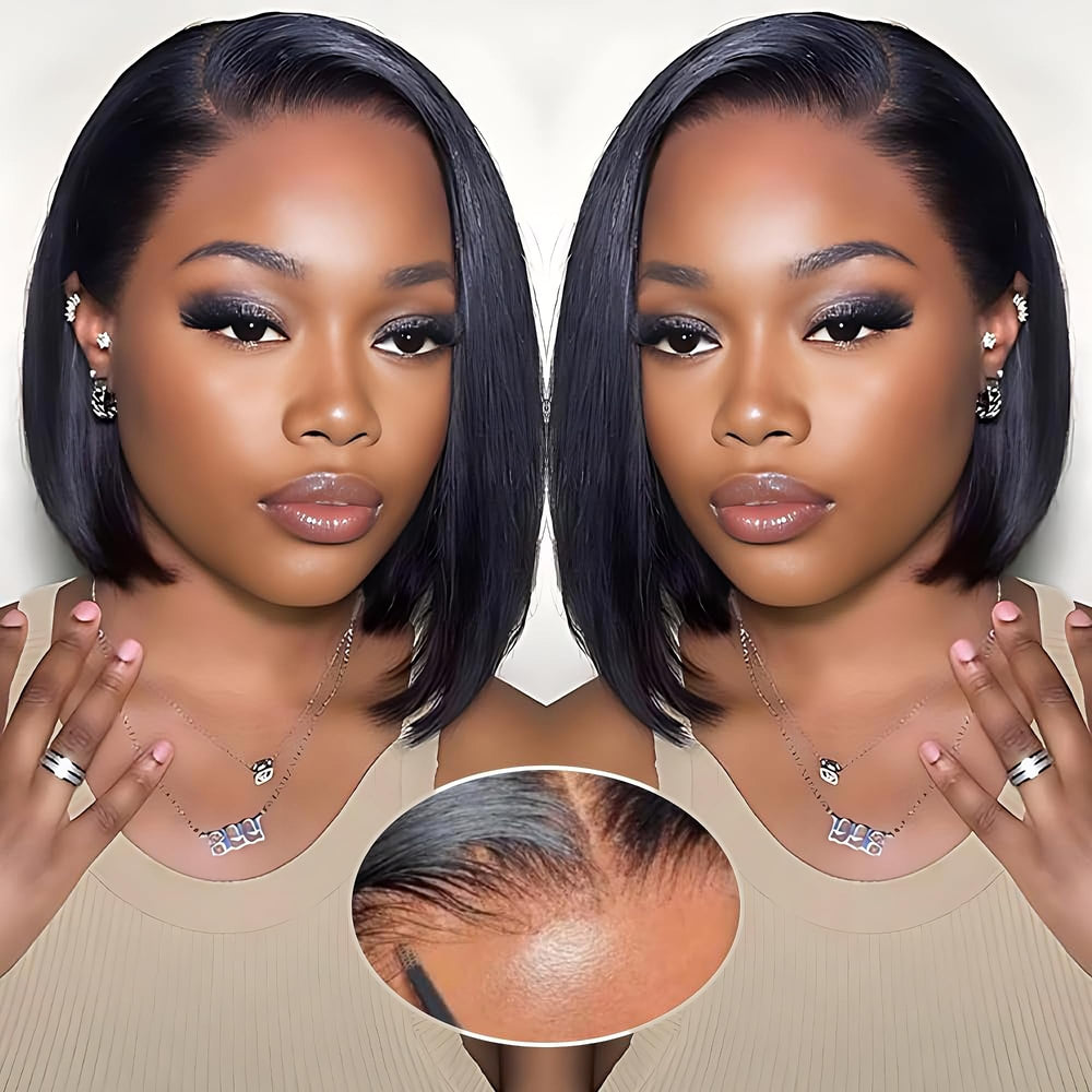 EQ DUOUPA wear-and-go glueless bob wig front view for quick, natural daily styling
