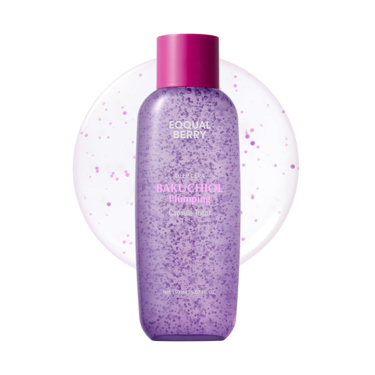 EQQUALBERRY Bakuchiol capsules bottle closeup highlighting fresh-release formula for potent nightly skincare